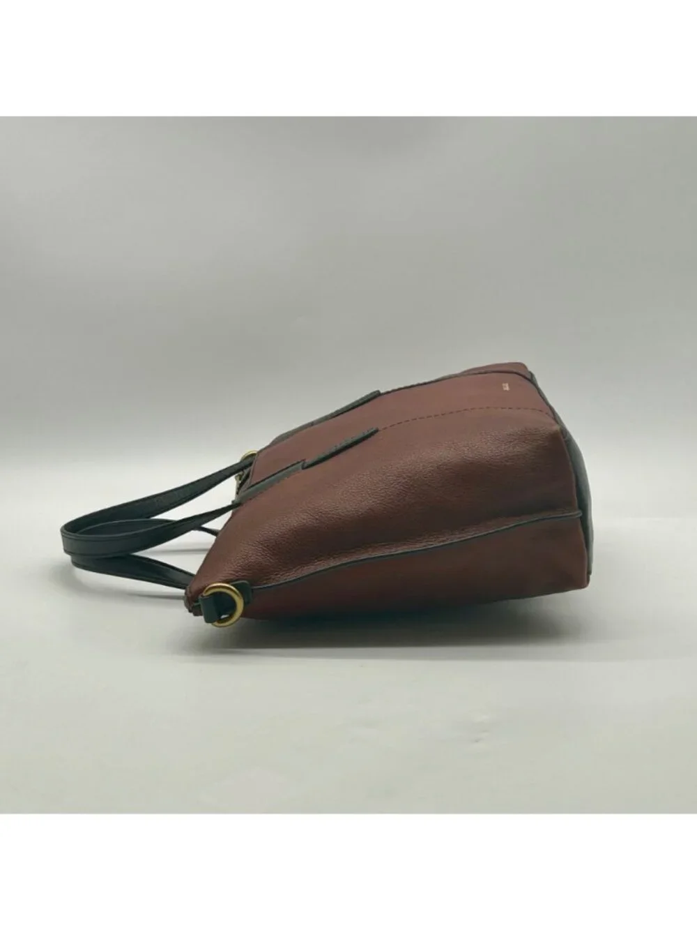 Fossil Brown And Black Pebbled Leather Convertible Satchel